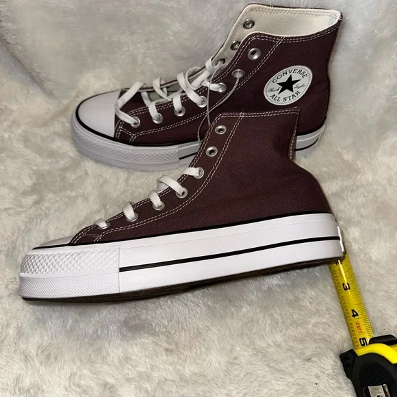 Converse High Top Platform Sneakers - Mauve & White - Picture 3 of 12